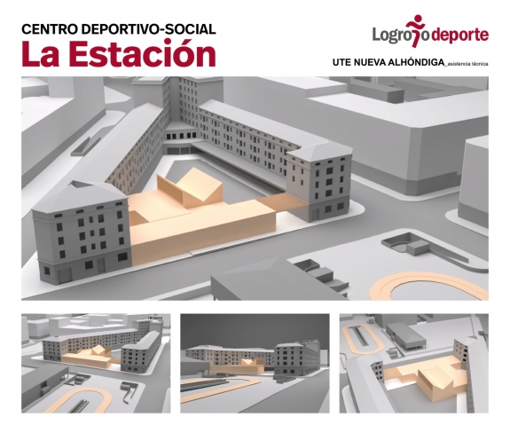 El estudio de ideas de “La Estación” plantea un edificio deportivo con fachada a Belchite y la apertura de dos accesos a la plaza interior desde Pío XII y avenida de España