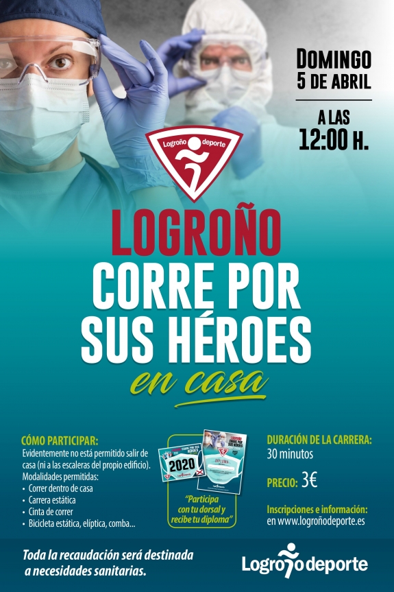 La carrera “Logroño corre por sus héroes” supera los mil inscritos y habilita la posibilidad de efectuar donaciones para Rioja Salud como “Dorsal 0”