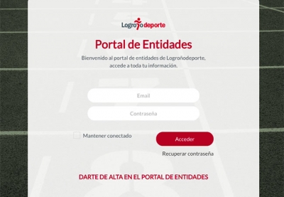 La sección entidades y empresas en la web de Logroño Deporte